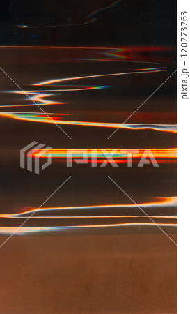 Glitch flare. Color distortion overlay. Blue orange white holographic light wave artifacts rgb split effect dust particles texture film dark illustration art abstract background. Glitch flare. Color distortion overlay. Blue orange white holographic light wave artifacts rgb split effect dust particles texture film dark illustration art abstract background. 120773763