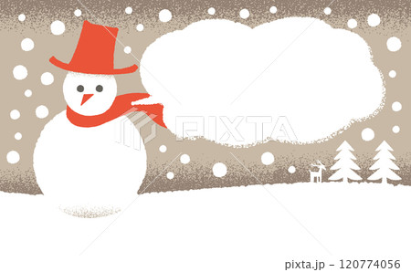 冬を彩る!かわいい雪だるまイラスト素材・ふきだし付き 冬を彩る!かわいい雪だるまイラスト素材・ふきだし付き 120774056