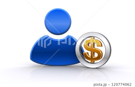 3Dのドルマークと人型アイコン 120774062