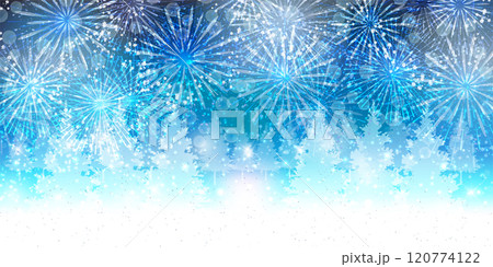雪　クリスマス　冬　花火　背景	 120774122