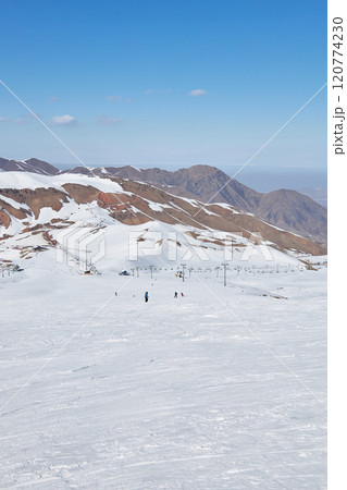 Early ski season, little snow, not many people Early ski season, little snow, not many people 120774230