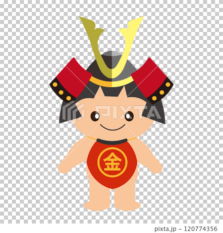 兜をかぶった金太郎のベクターイラスト 120774356