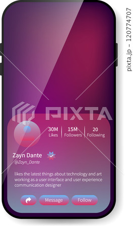Social Media Profile Interface Mockup With Modern Gradient Design 120774707