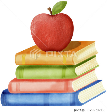 books and apple back to school  120774712
