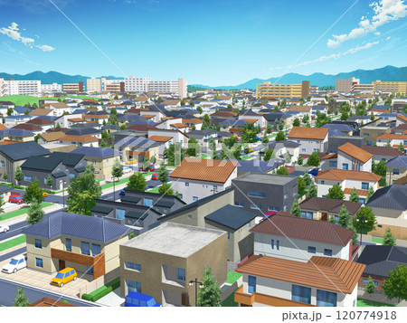 家 住宅 街 青空 イラスト CG BG 街並み 背景 家 住宅 街 青空 イラスト CG BG 街並み 背景 120774918