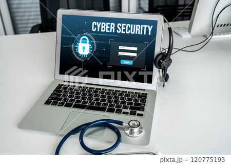 Cyber security system on computer screen protect private information snugly Cyber security system on computer screen protect private information snugly 120775193