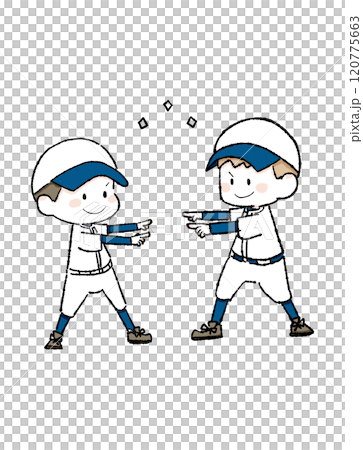 棒球男孩互相指著 棒球男孩互相指著 120775663