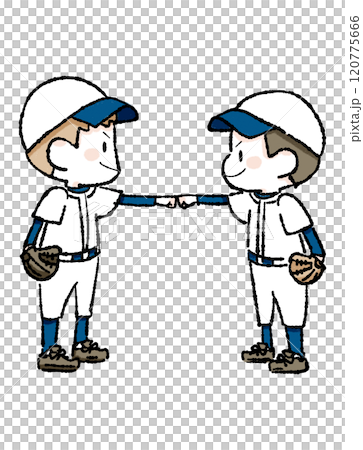 Baseball boys fist bumping each other 120775666