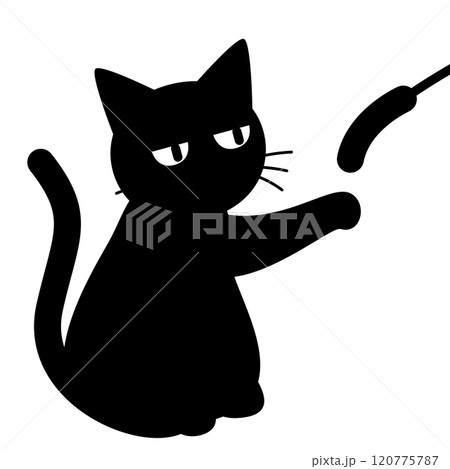 猫じゃらしで遊ぶ猫のイラスト 120775787