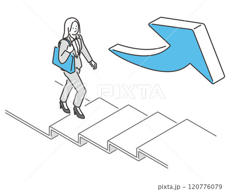 ステップアップするビジネスウーマンのベクター素材 ステップアップするビジネスウーマンのベクター素材 120776079