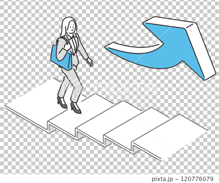 ステップアップするビジネスウーマンのベクター素材 ステップアップするビジネスウーマンのベクター素材 120776079
