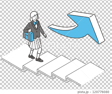 Stepping up female student vector material 120776080
