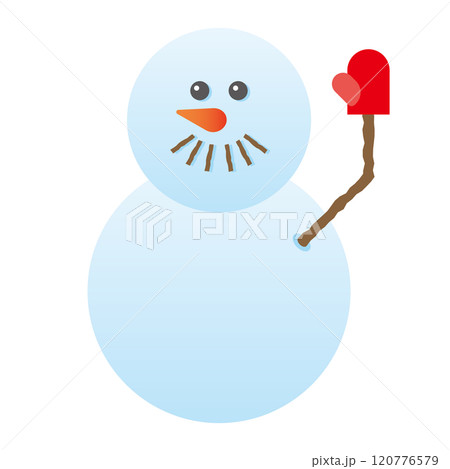 手を振る日本風2段雪だるまのイラスト 120776579