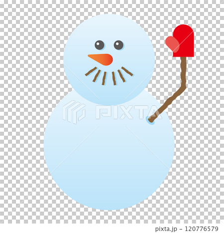 手を振る日本風2段雪だるまのイラスト 120776579