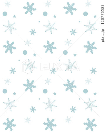 シンプルな雪の結晶の背景イラスト　パターン　ブルー　青 120776585