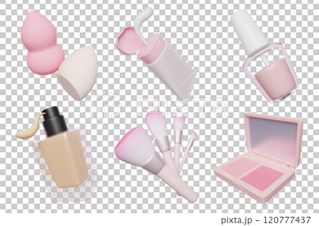 make up cosmetics 3D icons set make up cosmetics 3D icons set 120777437