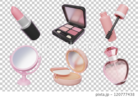 make up cosmetics 3D icons set 120777438