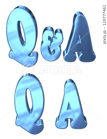 3DCG文字「Q&Aキラキラ」ブルー,青 120777461