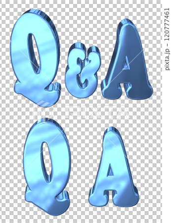 3DCG文字「Q&Aキラキラ」ブルー,青 120777461