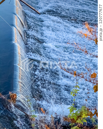 Scenic small river dam . High quality photo Scenic small river dam . High quality photo 120777677