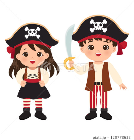 Cute pirate crew costume boy and girl 120778632