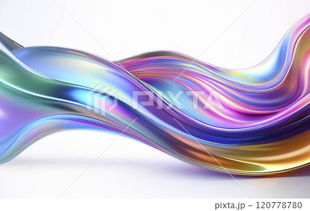 流れる虹色の波（立体的な曲線） 120778780