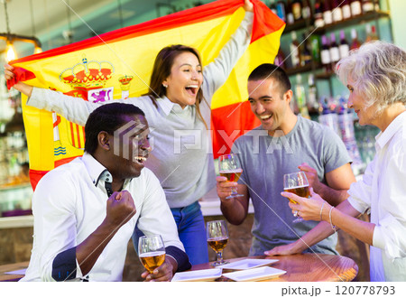 Happy diverse group celebrating Spain 120778793