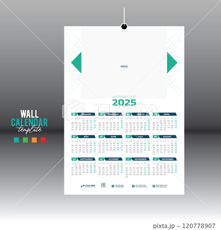 12 month 2025 wall vector calendar design 120778907