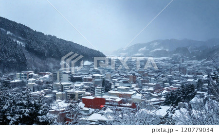 雪の積もった地方風景（AI生成画像） 120779034