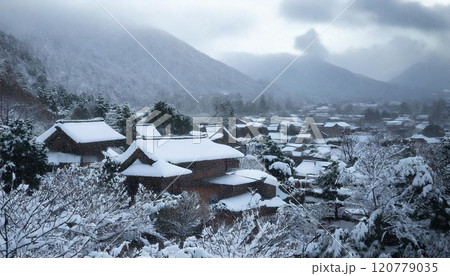 雪の積もった地方風景（AI生成画像） 120779035