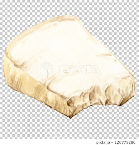 Watercolor piece of parmesan cheese lies on the table. Dairy product isolated on background. Hard cheese, ingredient of Italian and French cuisine. Illustration for farm product packaging. Watercolor piece of parmesan cheese lies on the table. Dairy product isolated on background. Hard cheese, ingredient of Italian and French cuisine. Illustration for farm product packaging. 120779280