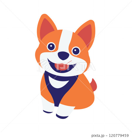 Cute Orange Puppy Dog Animal Cartoon Character with Smile Expression 120779459