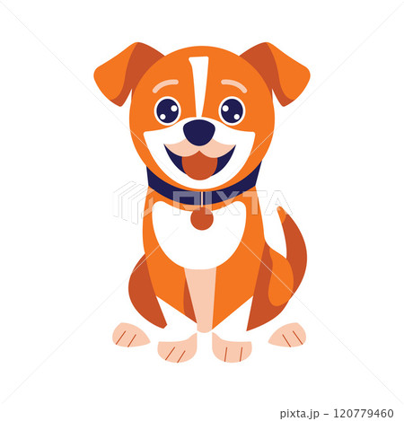 Cute Orange Puppy Dog Animal Cartoon Character with Smile Expression Cute Orange Puppy Dog Animal Cartoon Character with Smile Expression 120779460