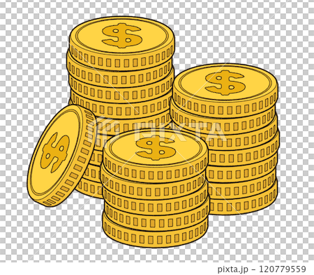 Stacked dollar coin Stacked dollar coin 120779559