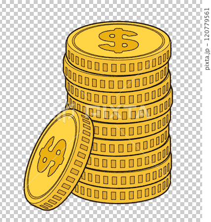 Stacked dollar coin 120779561