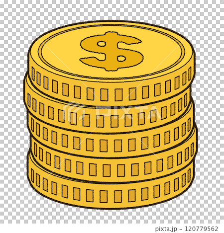 Stacked dollar coin Stacked dollar coin 120779562