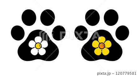 dog paw vector footprint flower daisy icon logo french bulldog doodle cartoon symbol character illustration design clip art 120779581
