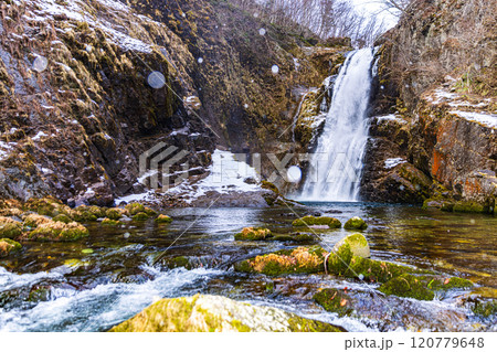 宮城県　冬の秋保大滝 120779648