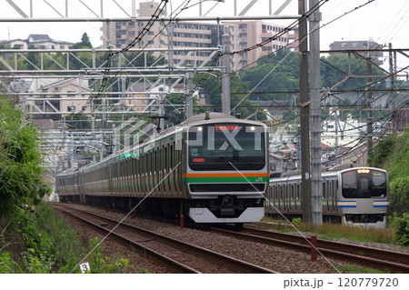 並走する東海道線・横須賀線（神奈川県横浜市） 120779720