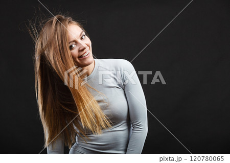 Sport fit woman in thermal clothes. 120780065