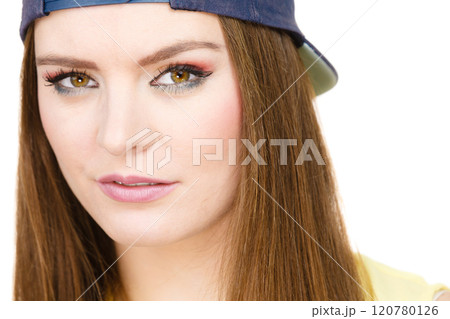 Portrait of beautiful girl face. Portrait of beautiful girl face. 120780126
