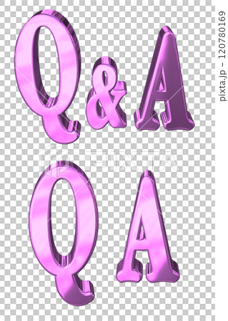 3DCG text "Q&A sparkling" purple, purple, pink 120780169