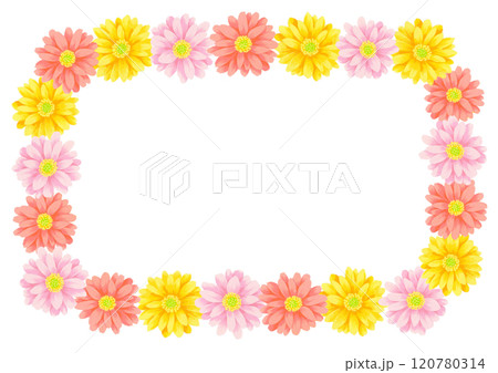 ガーベラの花のリース飾りイラスト 120780314