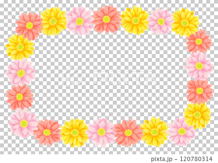 ガーベラの花のリース飾りイラスト 120780314