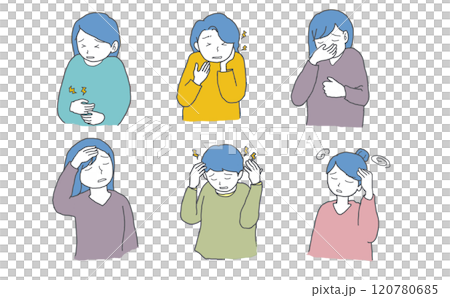 插圖集 1 一位有身體問題的婦女 插圖集 1 一位有身體問題的婦女 120780685