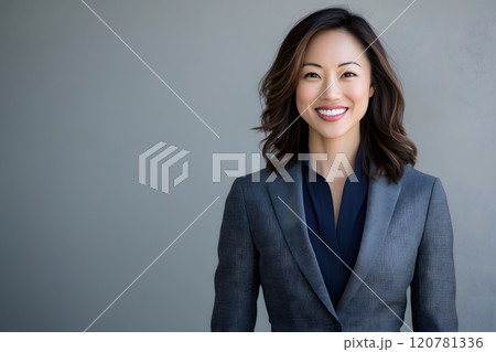 笑顔の自信に満ちたアジア人女性のビジネスポートレート 120781336