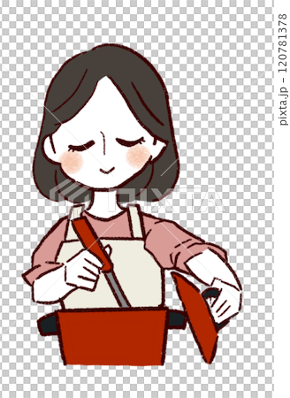 一個女人做菜的插畫剪輯 120781378
