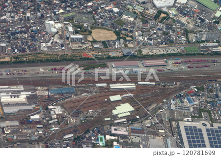 上空より望む：大阪府吹田市（吹田貨物ターミナル駅付近） 120781699