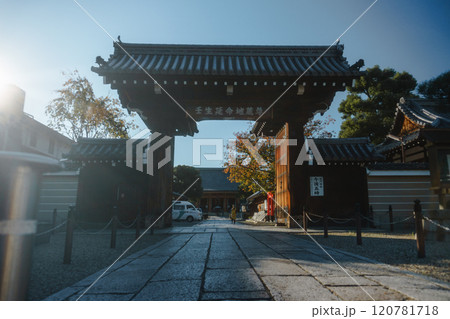 京都 壬生寺、光に包まれた延命地蔵尊への参道 120781718