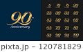 Premium anniversary logotype set. Golden anniversary celebration emblem design. 120781829